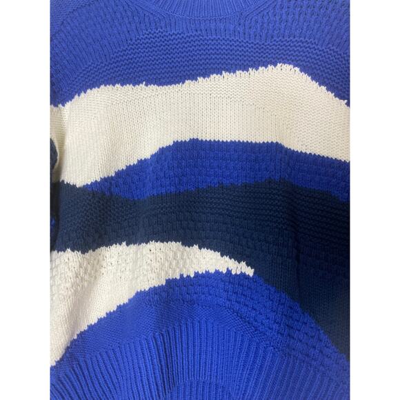 MADEWELL SWEATER KNIT BLUE COTTON NAUTICAL PREPPY WARM WINTER UNIQUE ABSTRACT - Picture 9 of 12